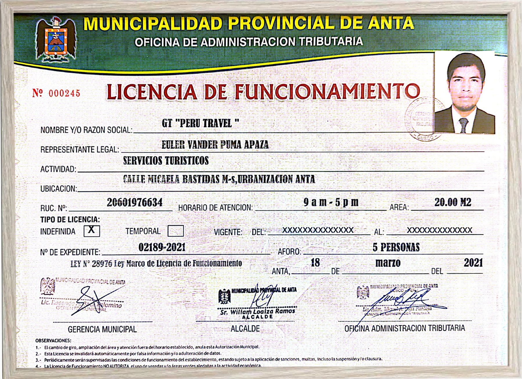 Licencia de funcionamiento